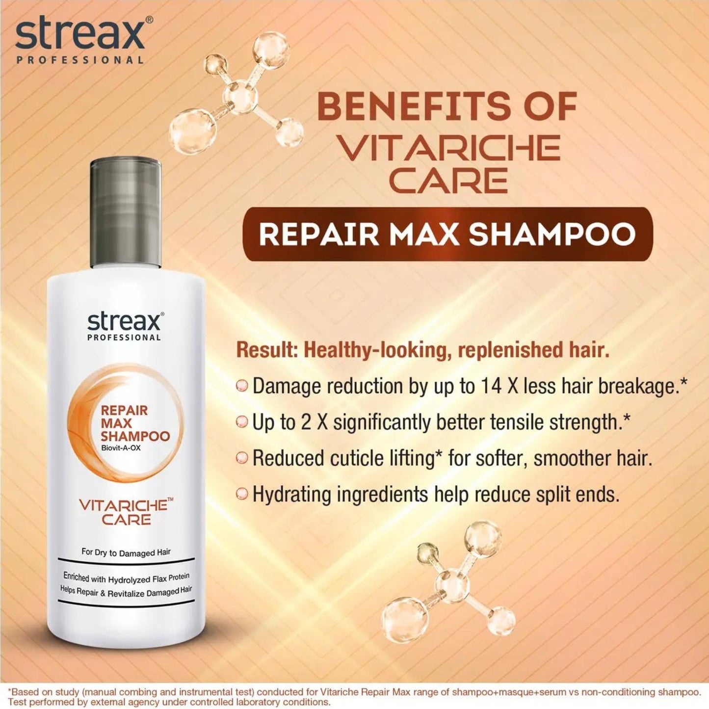 Streax Professional Set of Vitariche Care Repair Max Shampoo & Conditioner