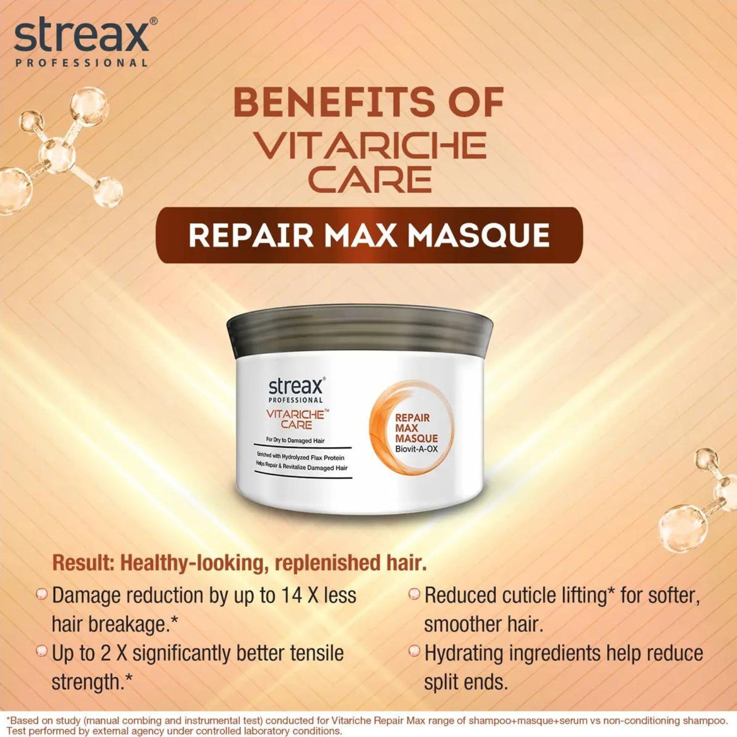 Streax Professional Set of Vitariche Care Repair Max Shampoo & Conditioner